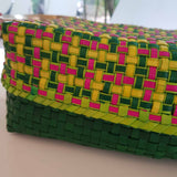 Pink, yellow and green gift basket with micro checks