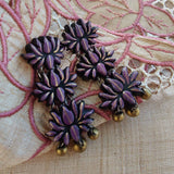 Lavender handmade terracotta 3 tier lotus earring