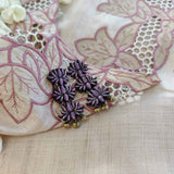 Lavender handmade terracotta 3 tier lotus earring