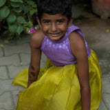 Lilac and lime green dress