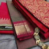 Sah A - Manthulir Kanchipuram silk veshti with aracku zari border