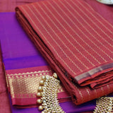 Sah A - Magenta Kanchipuram silk veshti with aracku zari border