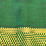 Mila - Dusty pink and green handwoven Kanchipuram silk saree with block print