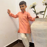 Peach chanderi kurta