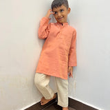 Peach chanderi kurta