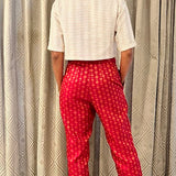 Red kanchi silk brocade pants