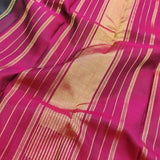 Vera-Black, pink and green handwoven Kanchipuram silk saree with small diamond buttis