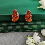 Orange and  gold handmade terracotta paisley earrings