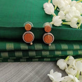 Orange and grey handmade terracotta earrings