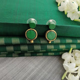 Green and gold handmade terracotta earrings