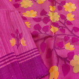 Pink, magenta, yellow and orange handwoven Matka silk saree with flower buttis