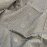 Grey, beige and pink handwoven Matka silk saree with polka dots