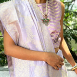 Lilac handloom benarasi silk saree