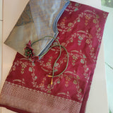 Maroon handwoven benarasi silk saree