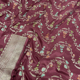 Maroon handwoven benarasi silk saree