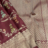 Maroon handwoven benarasi silk saree