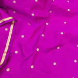 Magenta handwoven pure silk saree with small flower buttis in Benaras weave