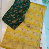 Yellow handwoven pure silk saree