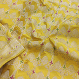 Yellow handwoven pure silk saree