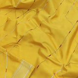 Yellow handwoven pure silk saree with geometric stripes in Benaras weave