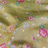 Olive zari organza printed fabric