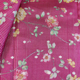 Pink zari organza printed fabric