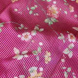 Pink zari organza printed fabric