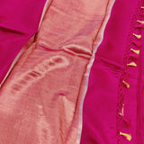 Rani pink pure silk handloom saree with flower butti