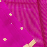 Rani pink pure silk with gold and silver flower buttis in benaras weave