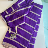 Violet handwoven katan silk saree with zari stripes