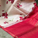 Mila red hibiscus kanchi silk dupatta