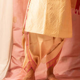 Sah A cream gold silk kurta