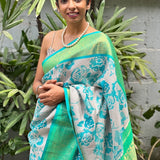 Mila - Sky blue and teal korvai saree