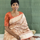 Peach orange Benaras Saree