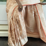 Peach orange Benaras Saree