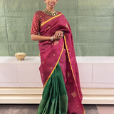 Madhura - Maroon and green