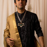 Sah-A Black Cutwork Tussar Kurta