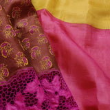 Jhalar - Rani pink and yellow saree