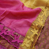 Jhalar - Rani pink and yellow saree