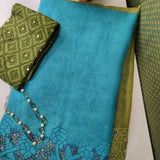 Jhalar - Blue and green saree