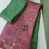 Jhalar - Plum and green saree