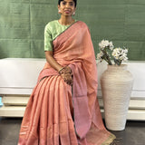 Mayur - Plain dusty pink saree