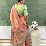 Mayur - Plain dusty pink saree