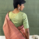 Mayur - Plain dusty pink saree