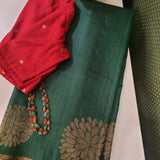 Mayur - Forest green carnation saree