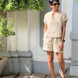 Beige linen shorts