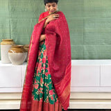 Green kanchi silk skirt set