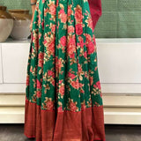 Green kanchi silk skirt set