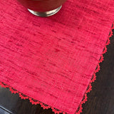 Red linen table runner