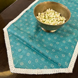 Turquoise silk table runner